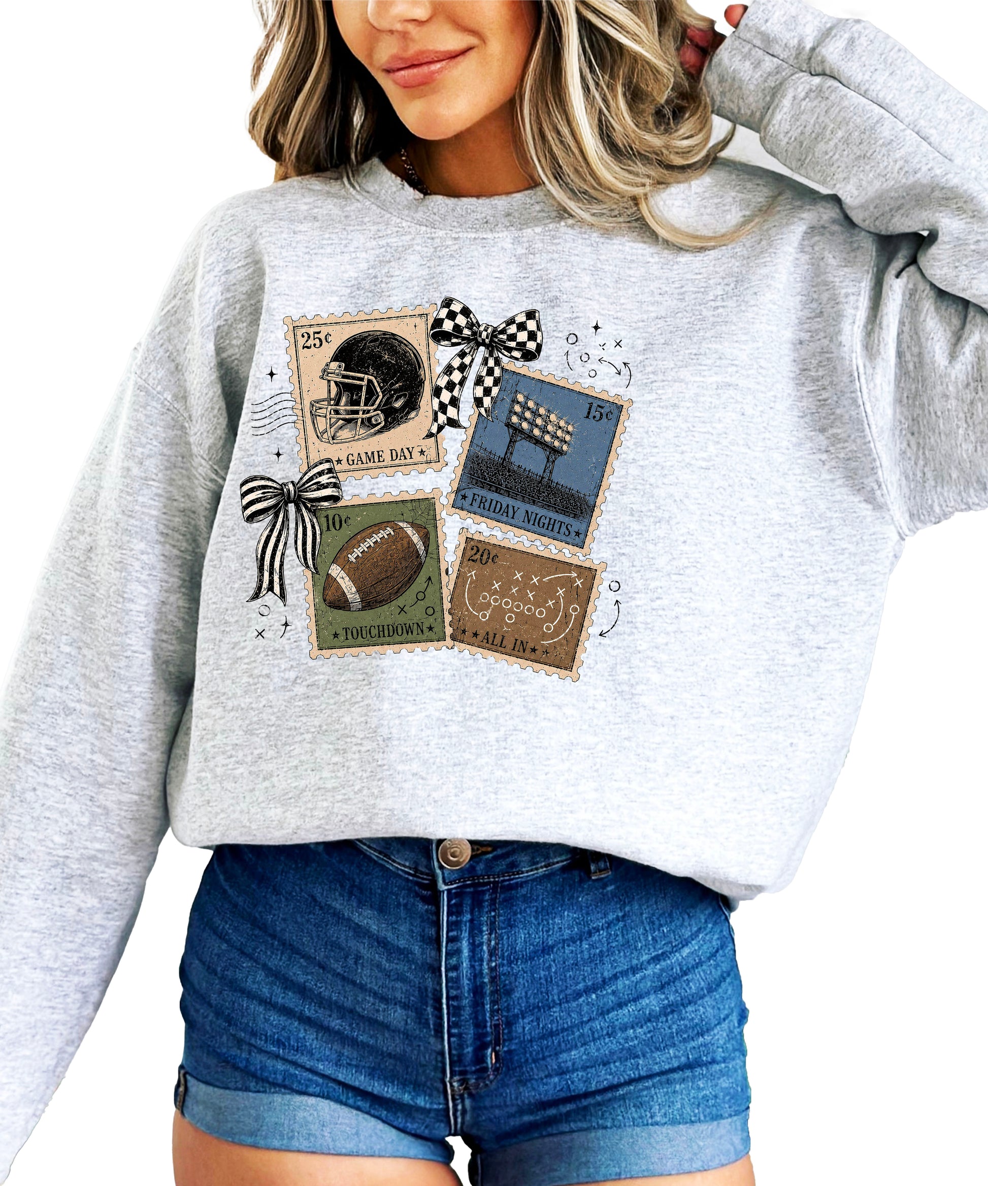 Vintage Football Gray crewneck sweatshirt, view 4