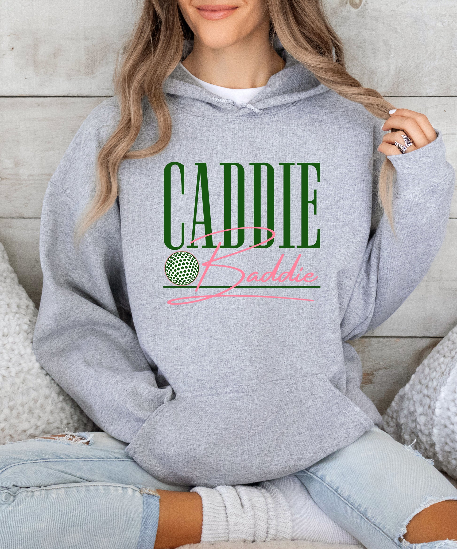 Caddie Baddie Golf Hoodie for Women - Gray view 4