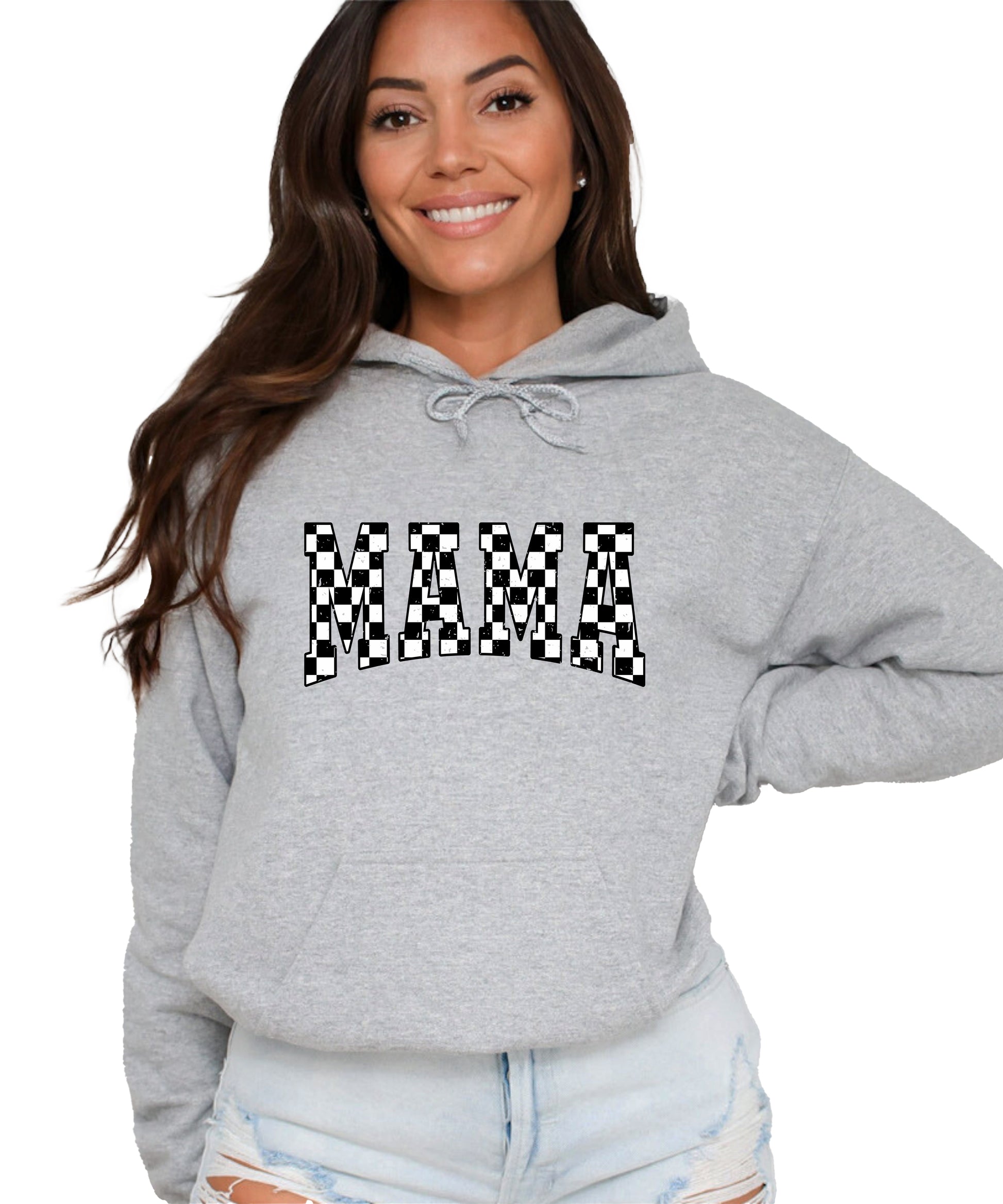 Checkered Mama hoodie for women in Gray - view 4
