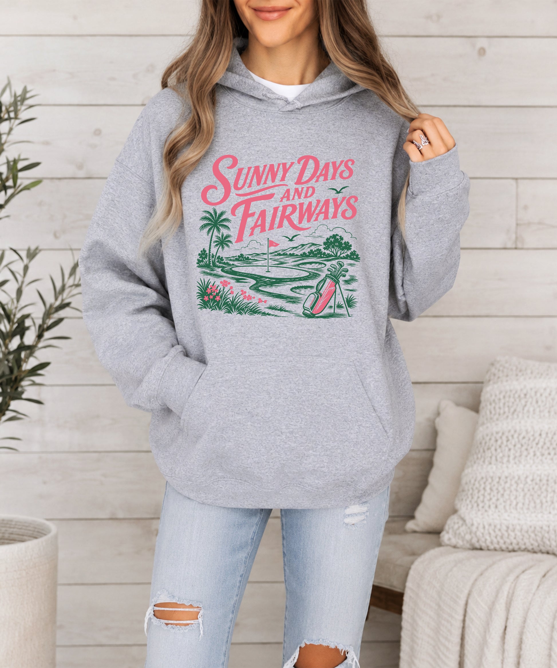 Sunny Days and Fairways Golf Hoodie for Women - Gray view 4