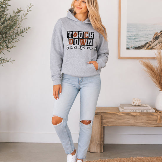 Touchdown Season glitter football hoodie in Gray - view 4