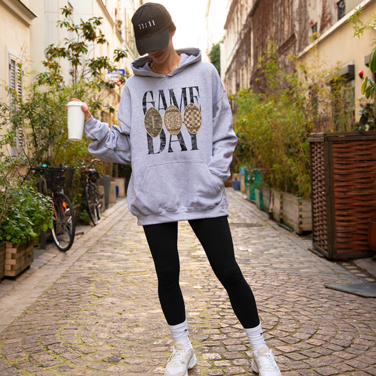 Gray Game Day football hoodie, additional view