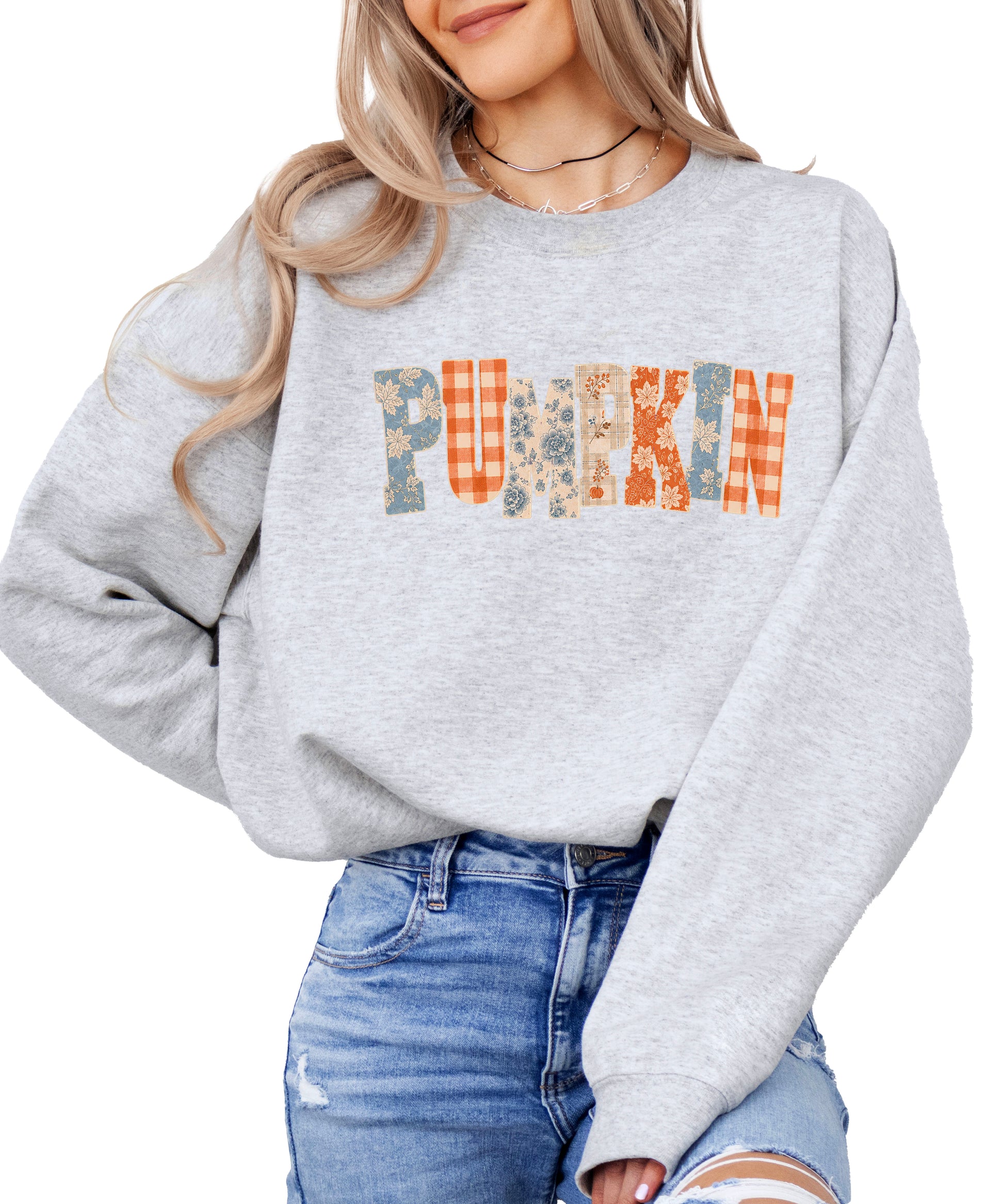 Pumpkin Patch Fall Sweatshirt Gray Sweatshirt view 4