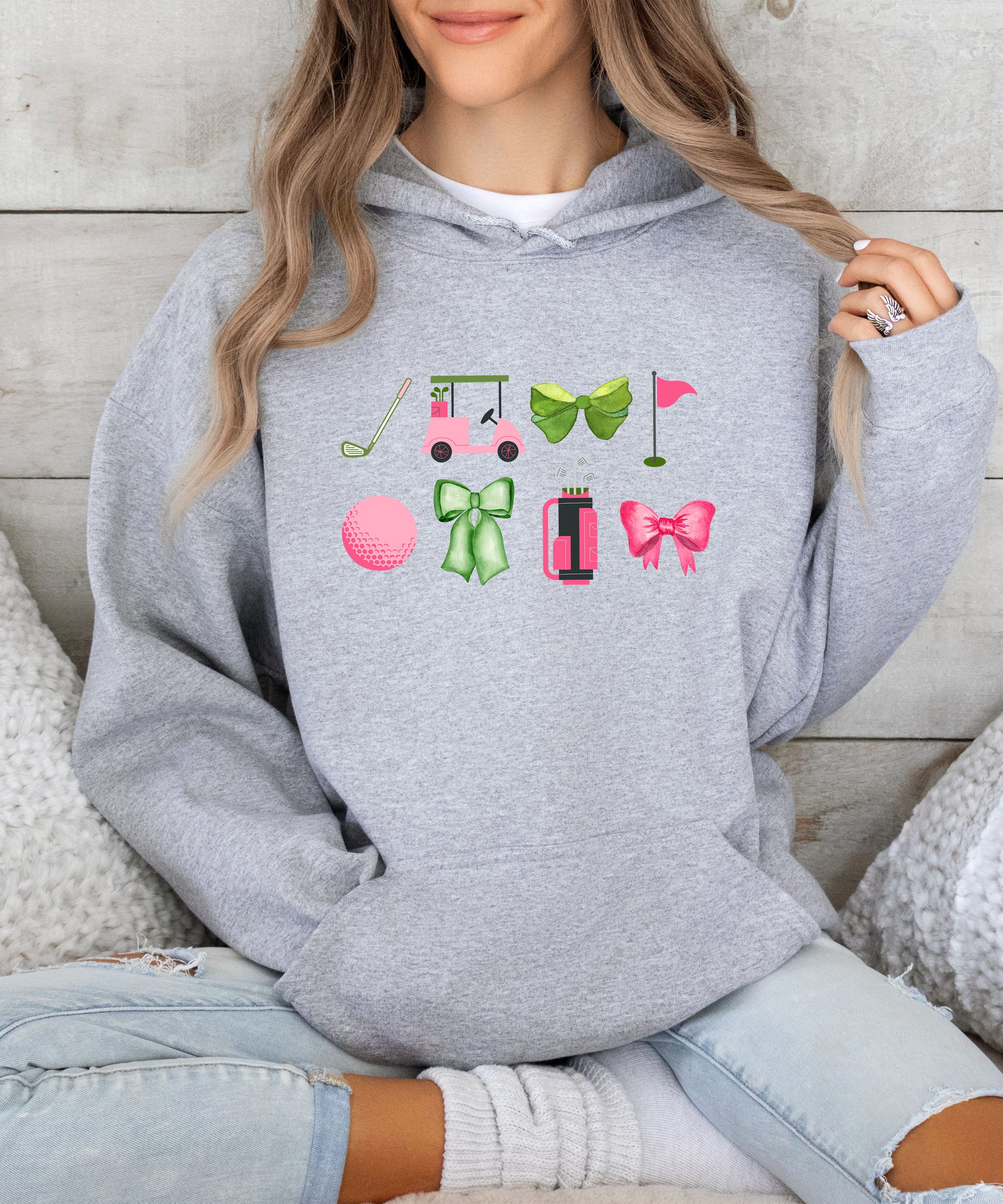 Womens Golf Coquette Bow hoodie in Gray - view 4