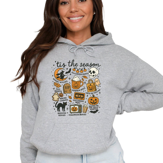 Tis The Season Halloween retro collage hoodie in Gray - view 4