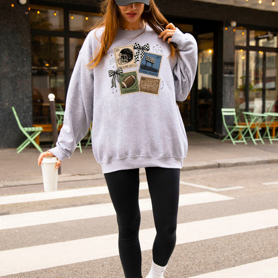 Vintage Football Gray crewneck sweatshirt, view 5