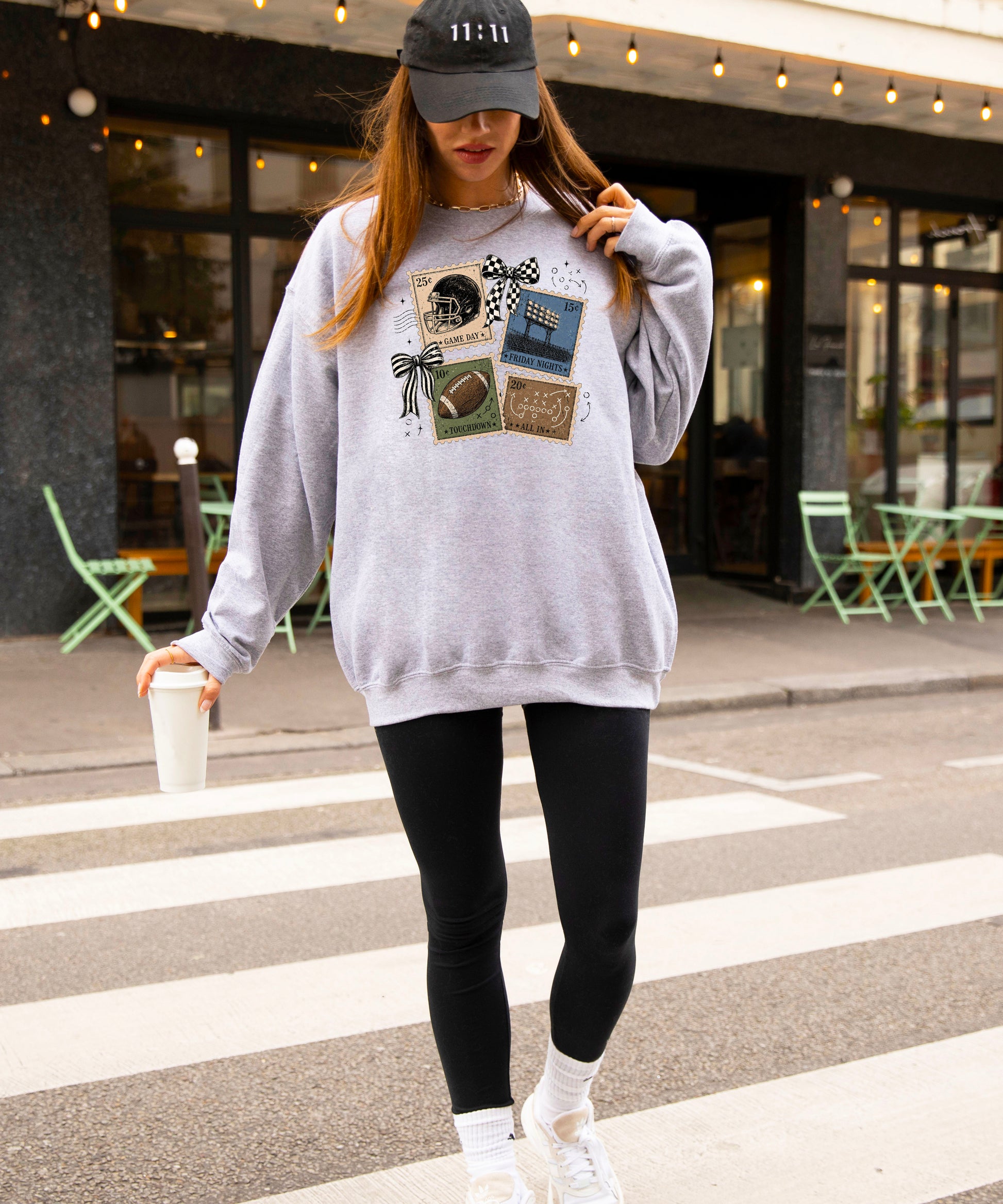 Vintage Football Gray crewneck sweatshirt, view 5