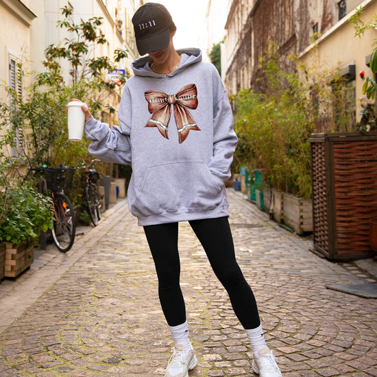 Football Coquette Bow fleece hoodie in Gray - view 5