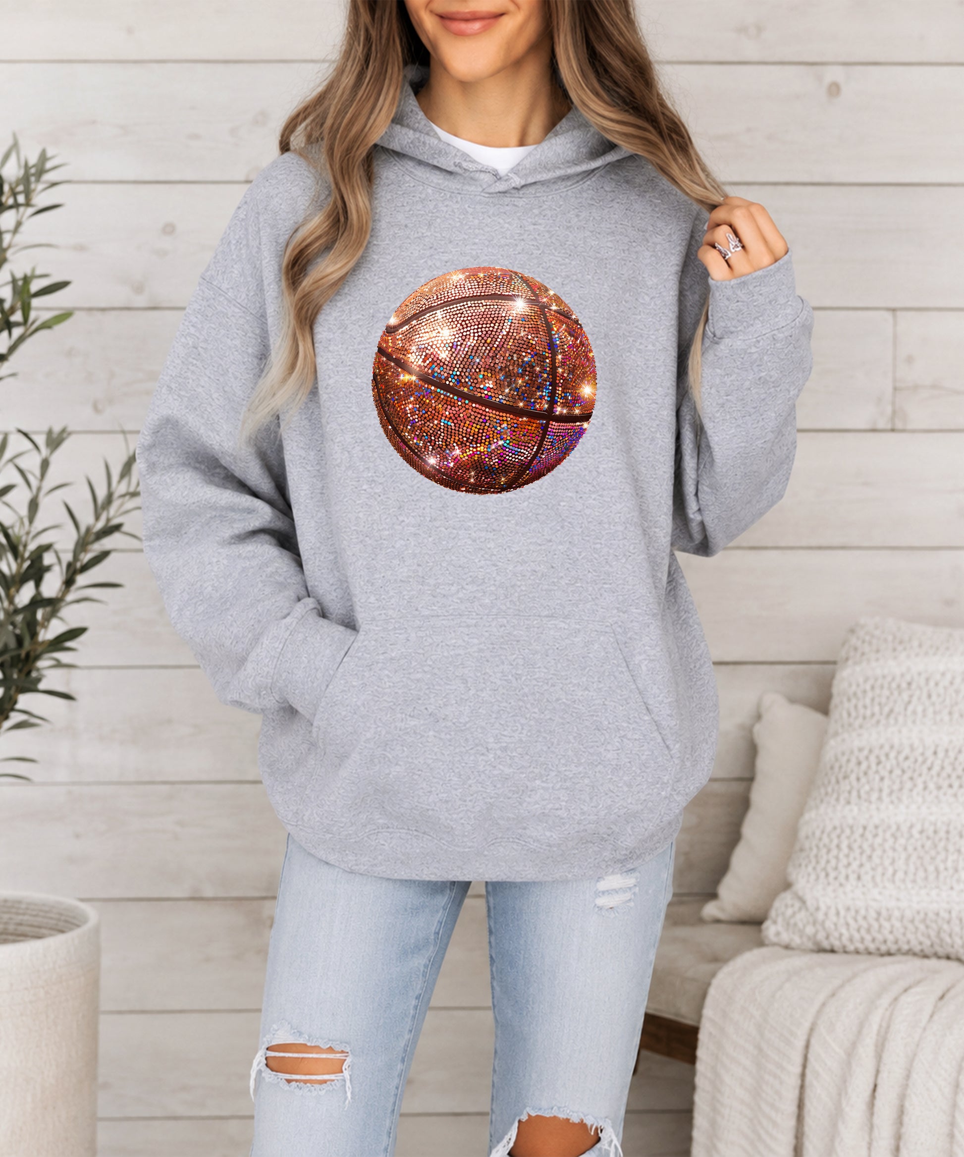 Glitter basketball hoodie in Gray - view 5
