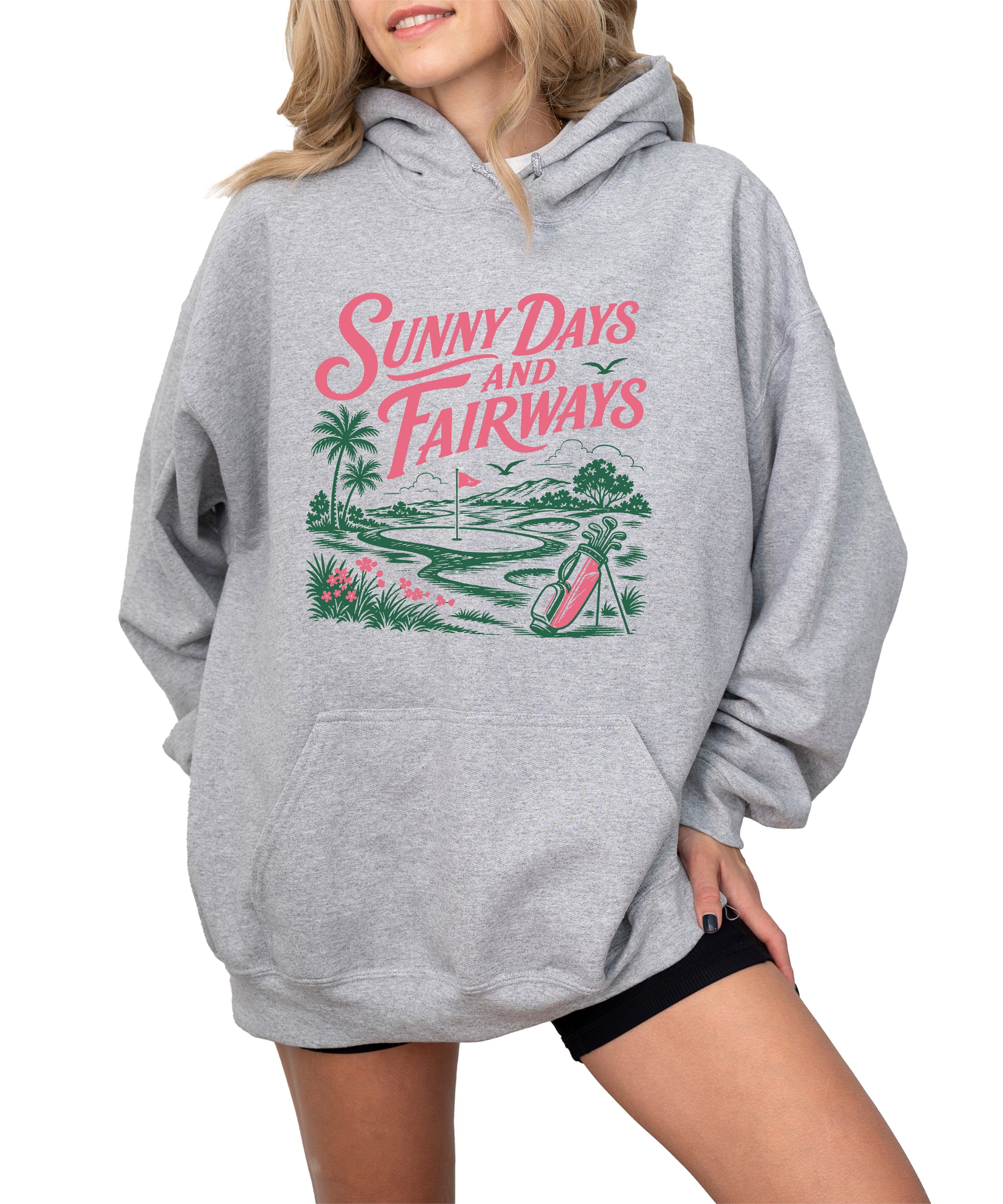 Sunny Days and Fairways Golf Hoodie for Women - Gray view 5