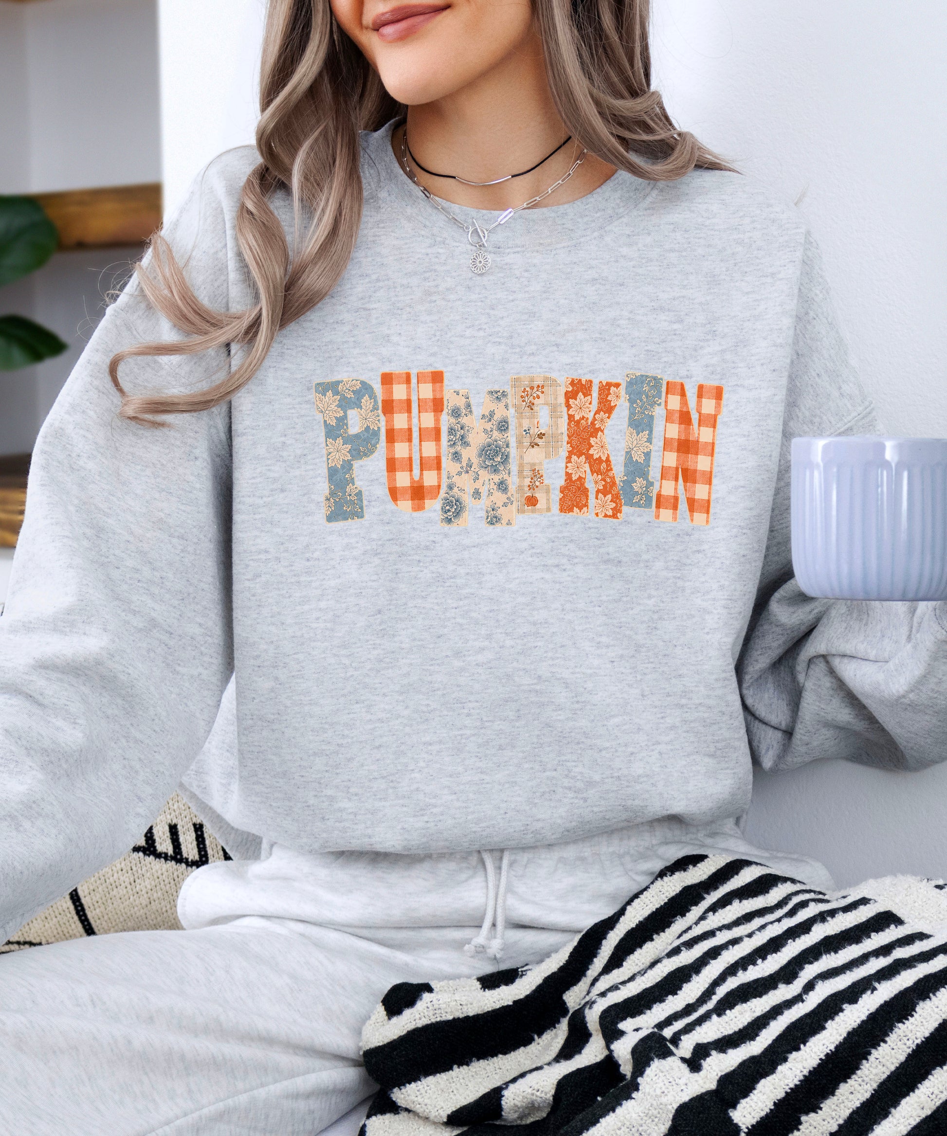 Pumpkin Patch Fall Sweatshirt Gray Sweatshirt view 5