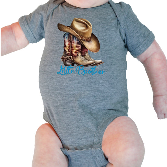 Little Brother Cowboy Boots Bodysuit - Granite Heather 5