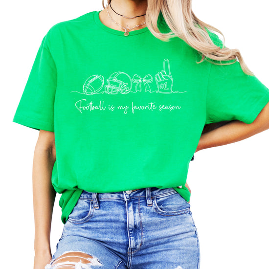 Football is My Favorite Season coquette bow game day tee, Vintage Green Shirt, view 5