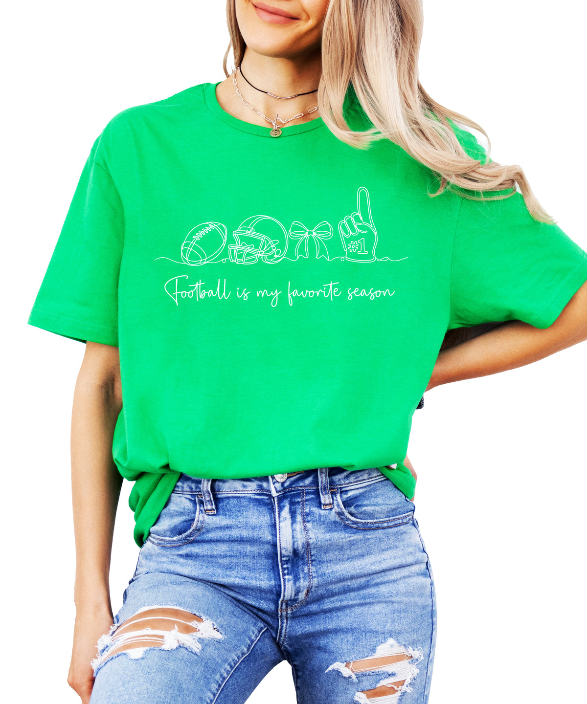 Football is My Favorite Season coquette bow game day tee, Vintage Green Shirt, view 5