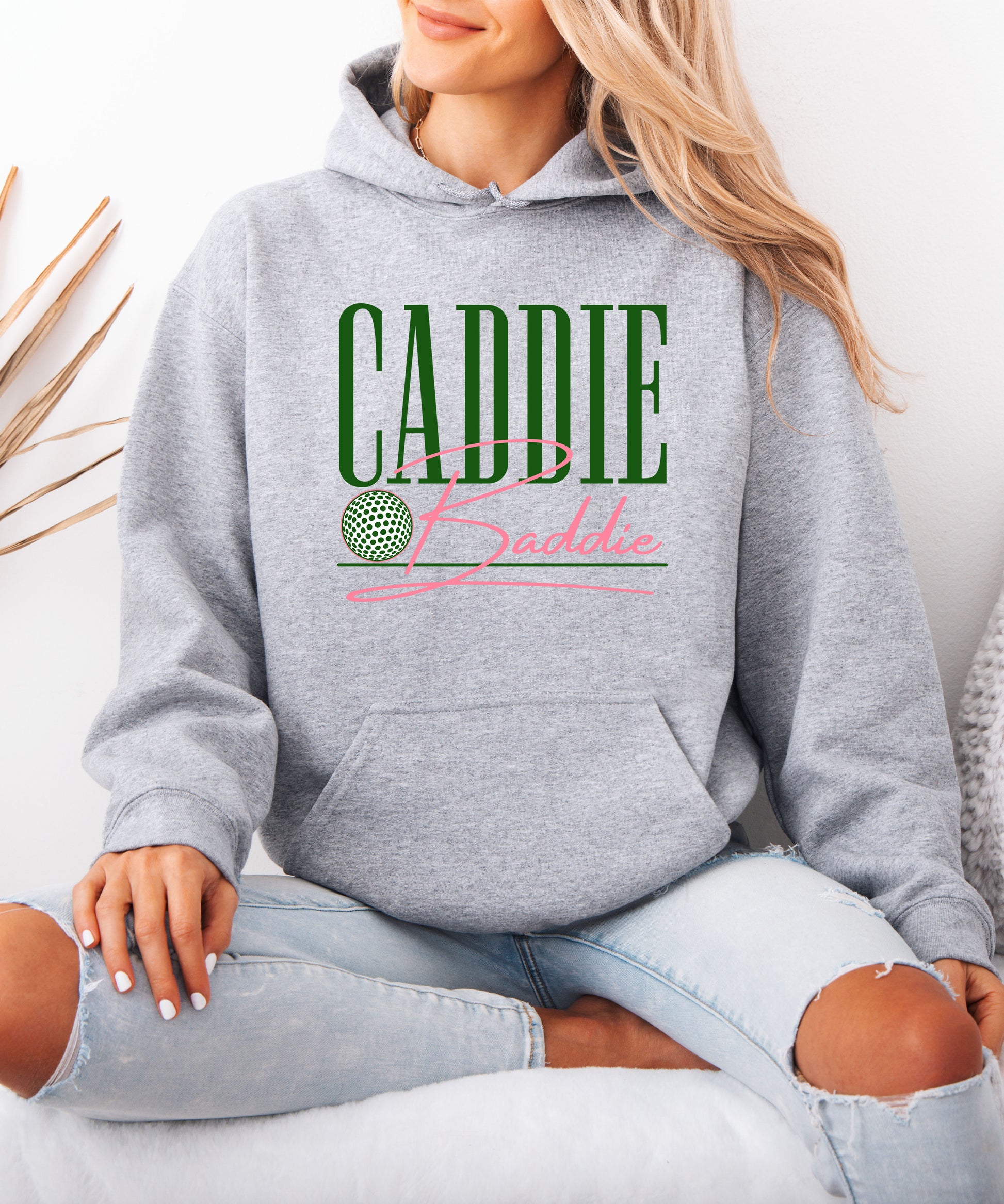 Caddie Baddie Golf Hoodie for Women - Gray view 5
