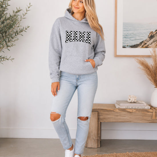 Checkered Mama hoodie for women in Gray - view 5