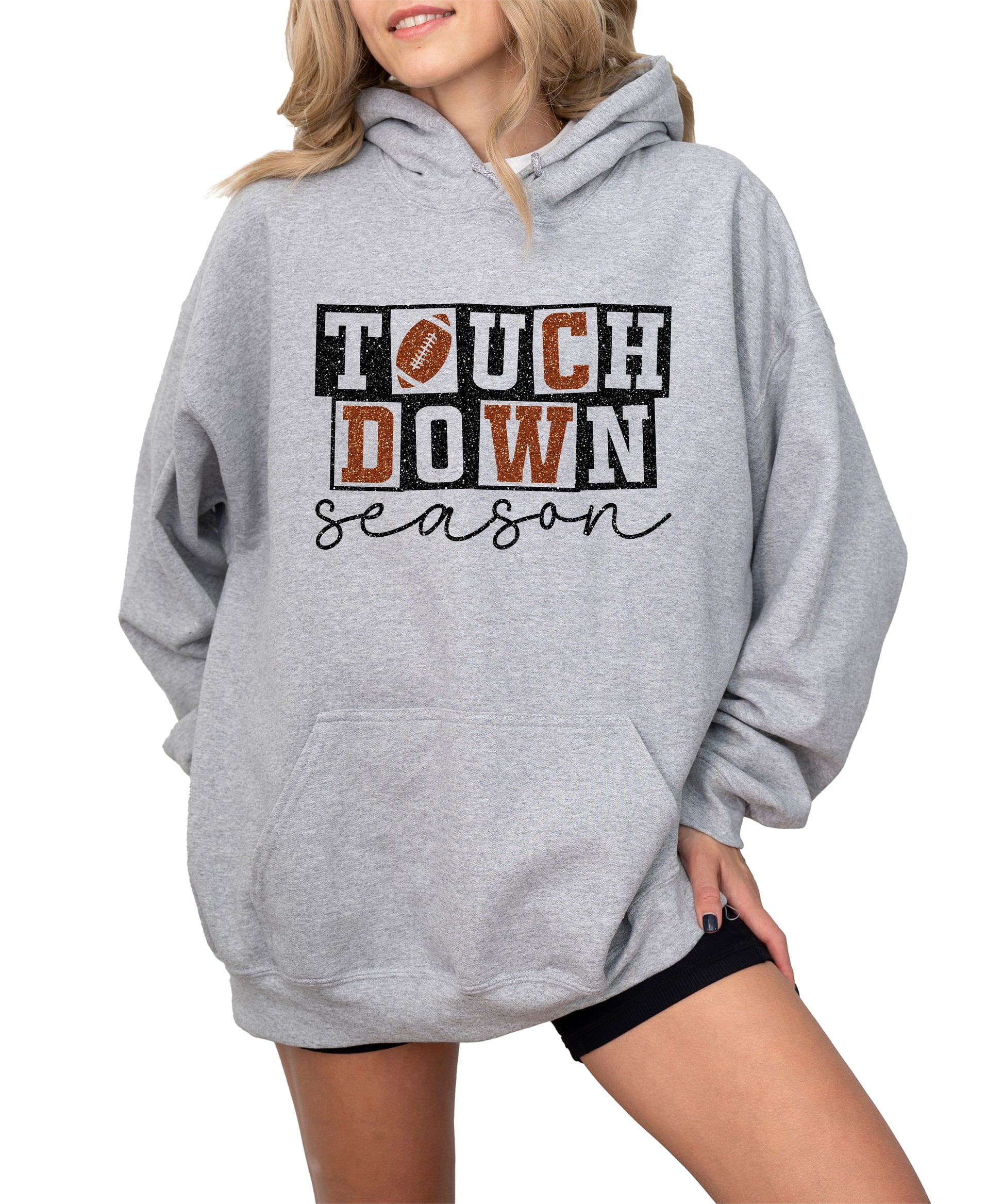 Touchdown Season glitter football hoodie in Gray - view 5