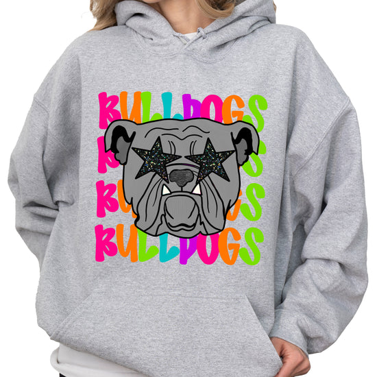 Bulldogs neon rainbow mascot hoodie in Gray - view 5