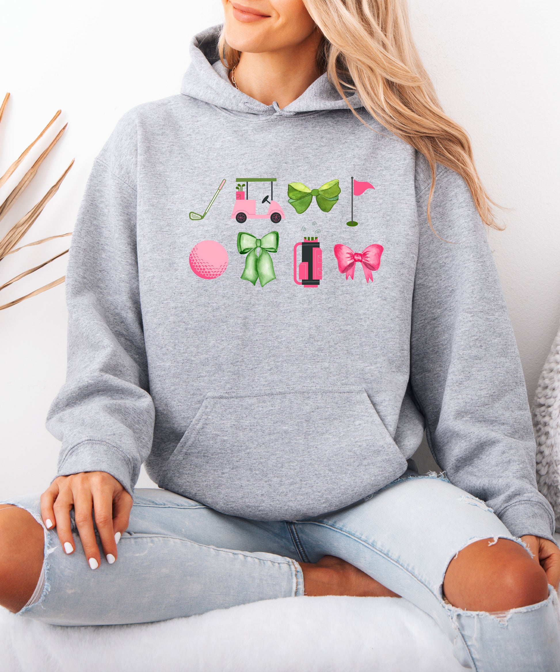 Womens Golf Coquette Bow hoodie in Gray - view 5