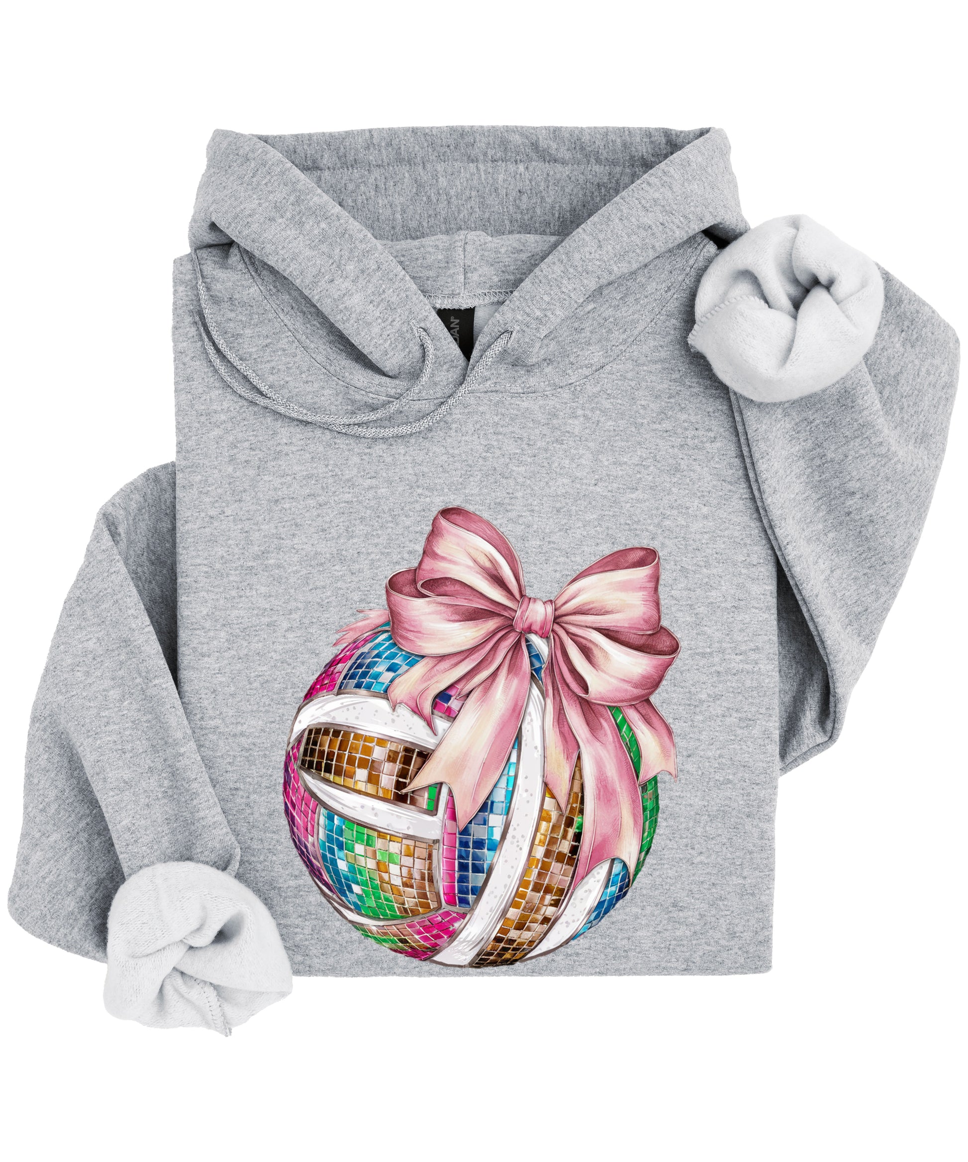 Disco Volleyball Coquette Bow Hoodie - Gray - View 6