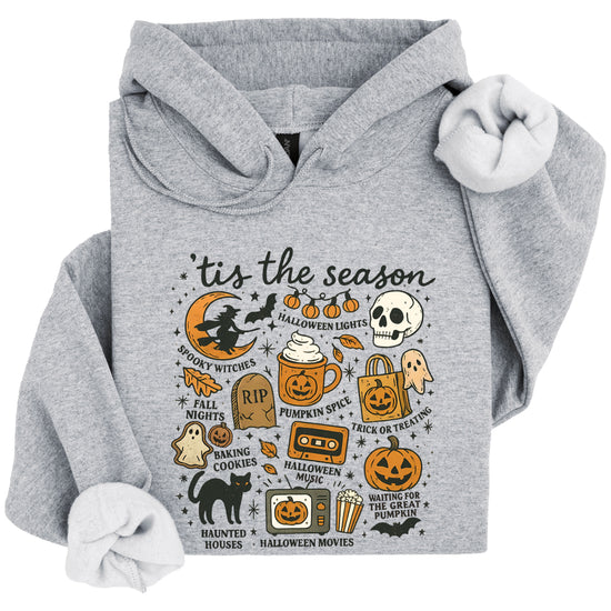 Tis The Season Halloween retro collage hoodie in Gray - view 6