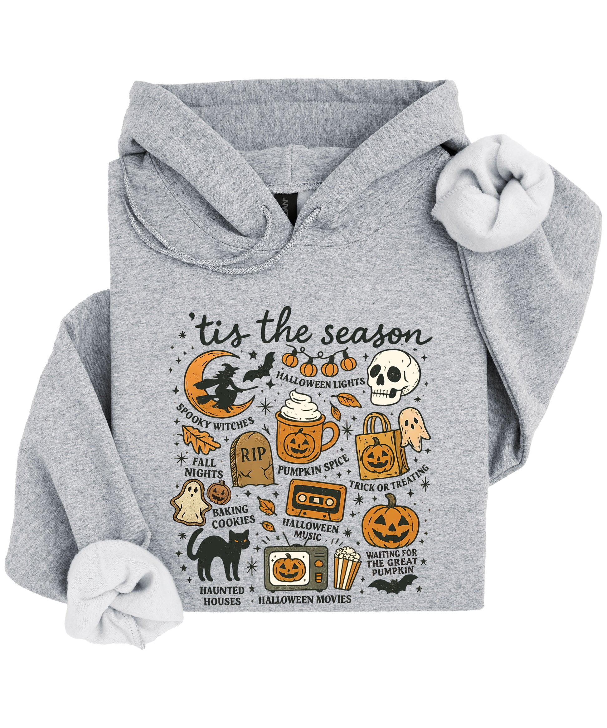 Tis The Season Halloween retro collage hoodie in Gray - view 6