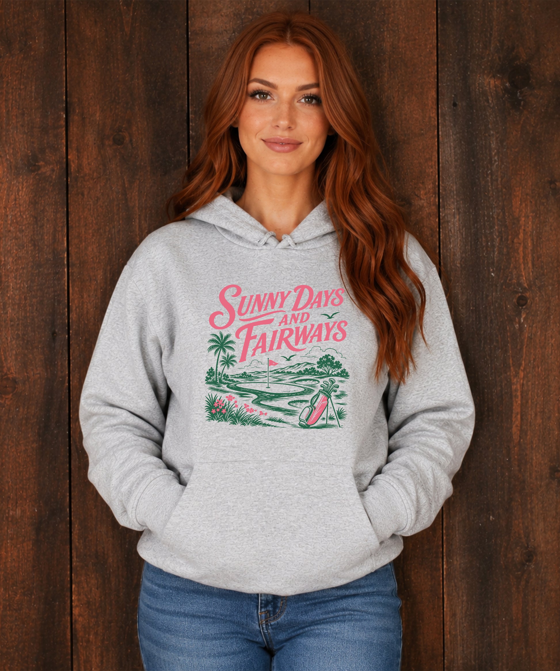 Sunny Days and Fairways Golf Hoodie for Women - Gray view 6