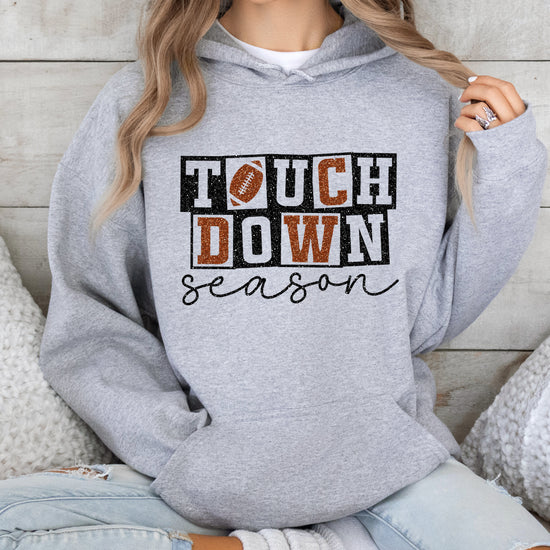Touchdown Season glitter football hoodie in Gray - view 6