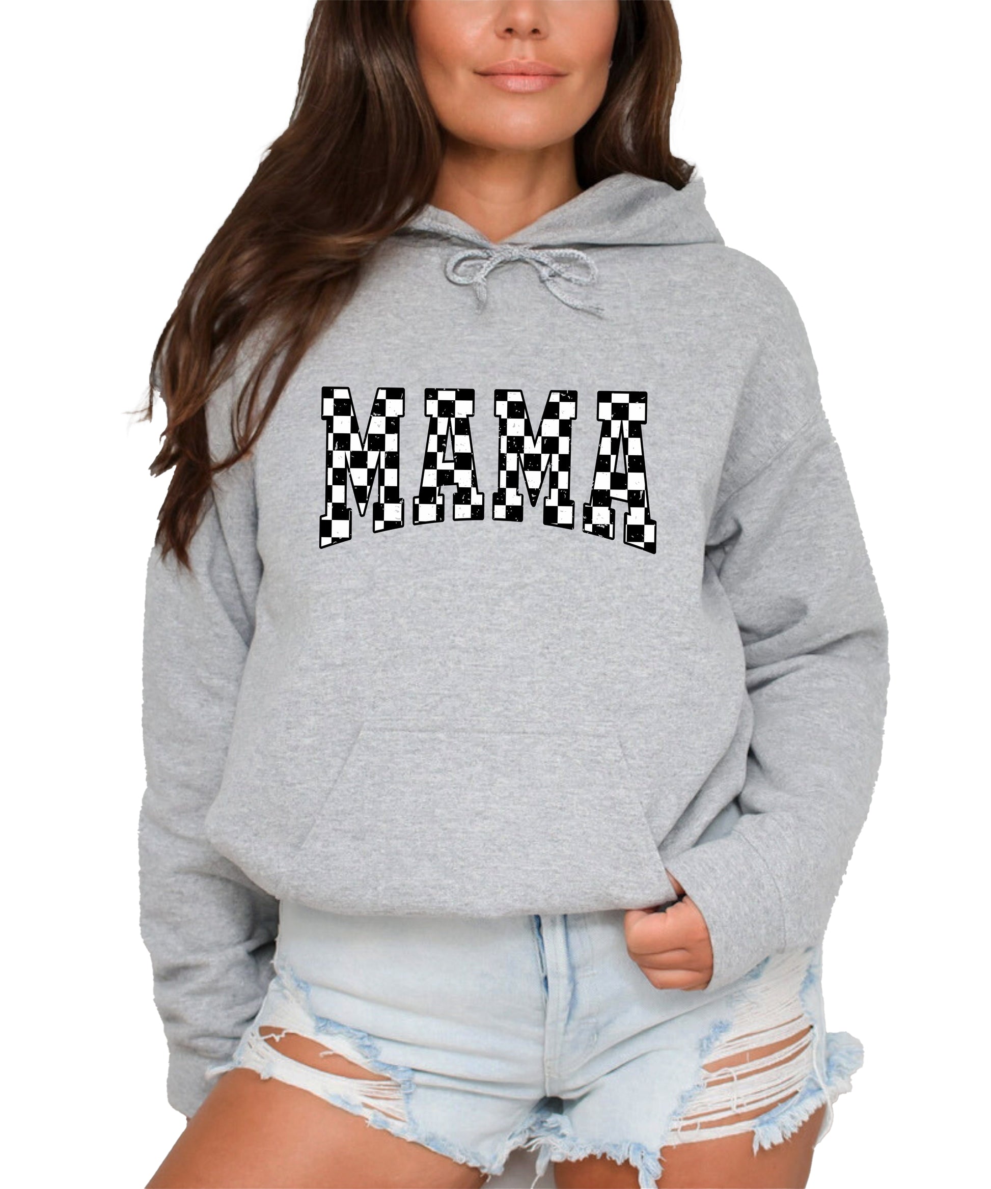 Checkered Mama hoodie for women in Gray - view 6