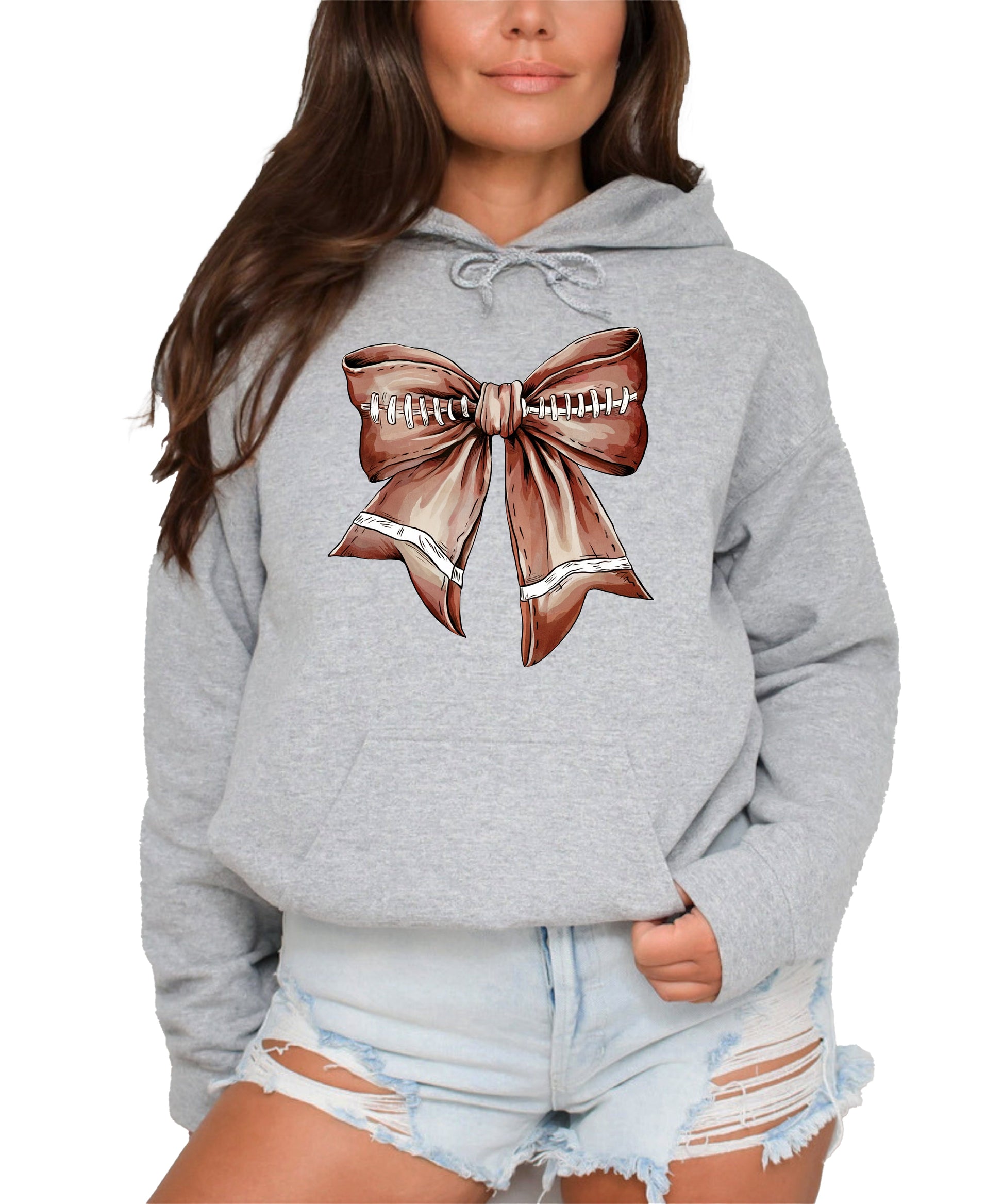 Football Coquette Bow fleece hoodie in Gray - view 6