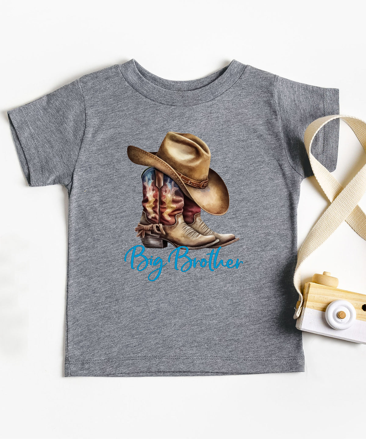 Big Brother Brown Boots Western sibling reveal tee - Granite Heather view 6