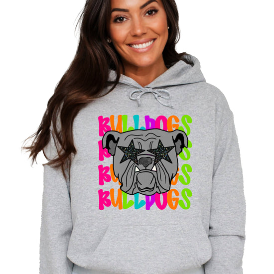 Bulldogs neon rainbow mascot hoodie in Gray - view 6