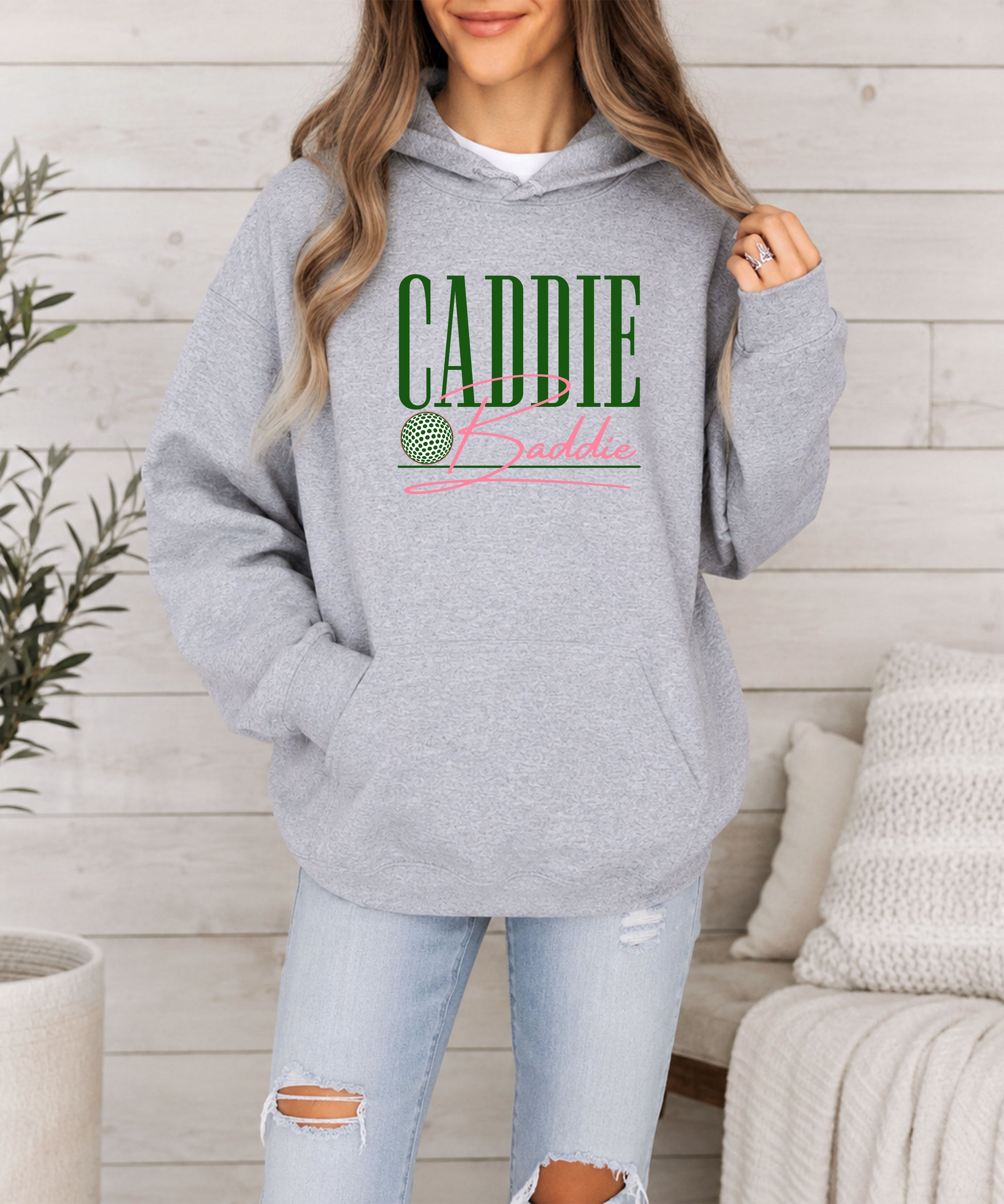 Caddie Baddie Golf Hoodie for Women - Gray view 7