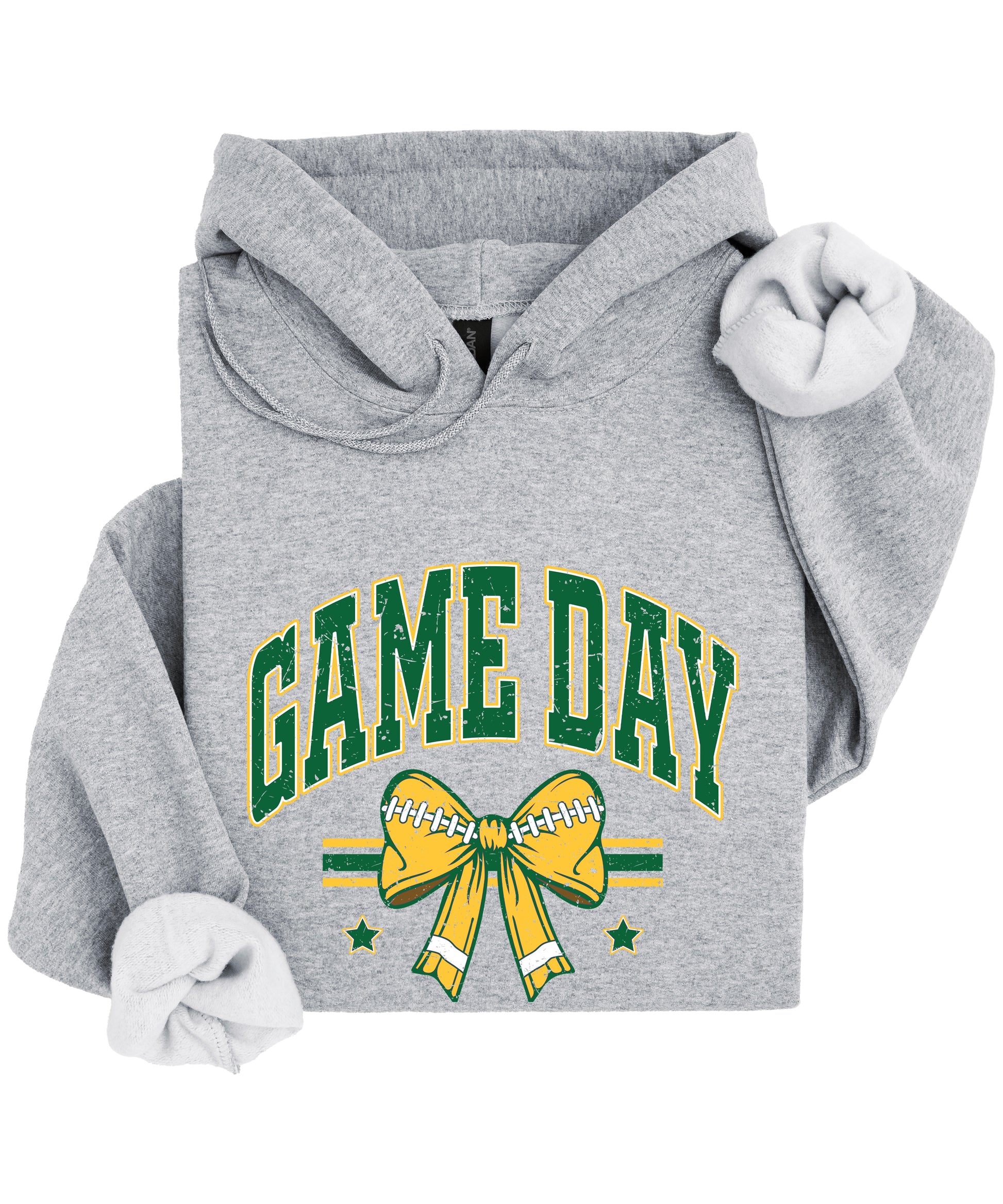 Game Day Football Bow Hoodie in Gray - full length view