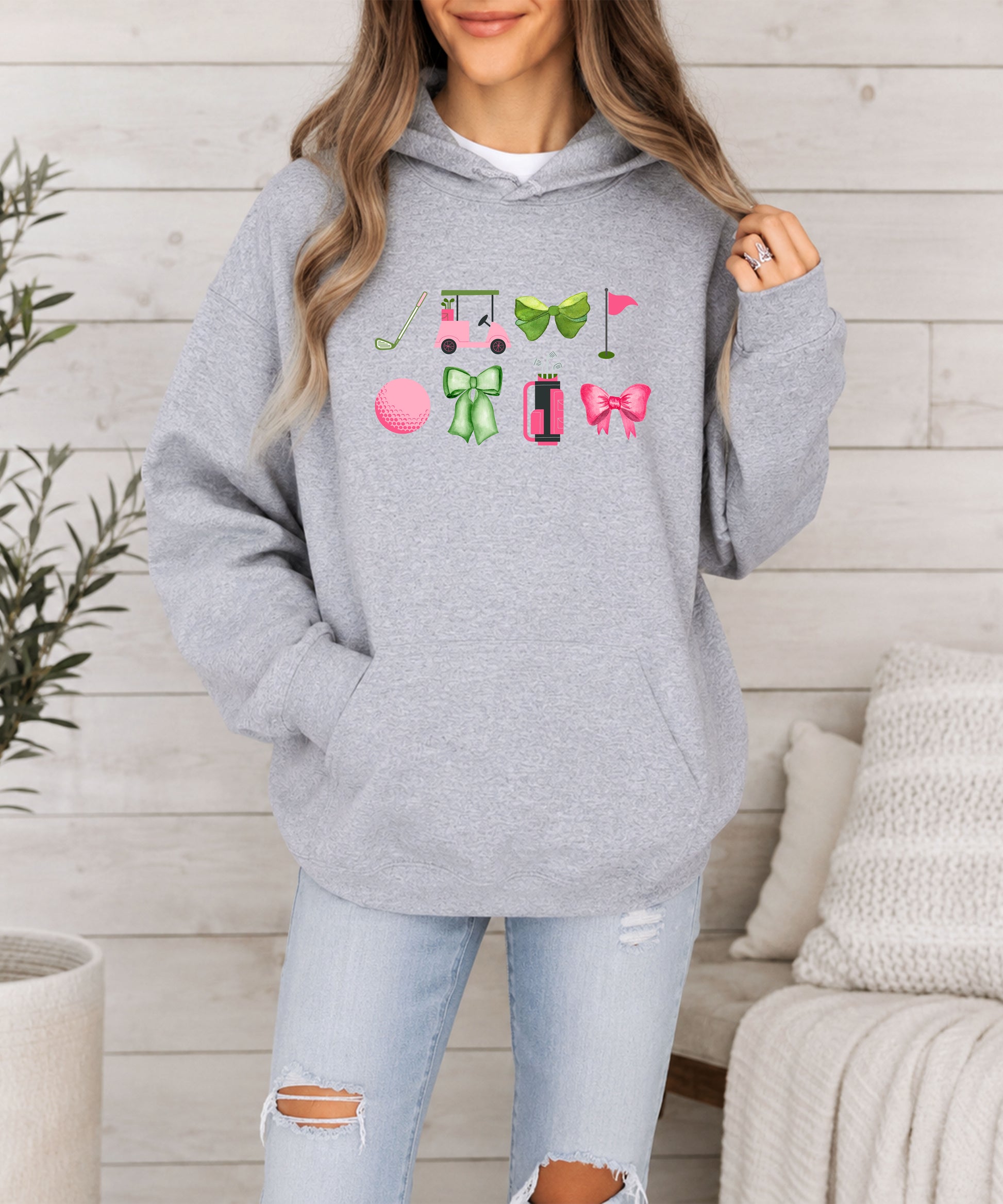 Womens Golf Coquette Bow hoodie in Gray - view 7