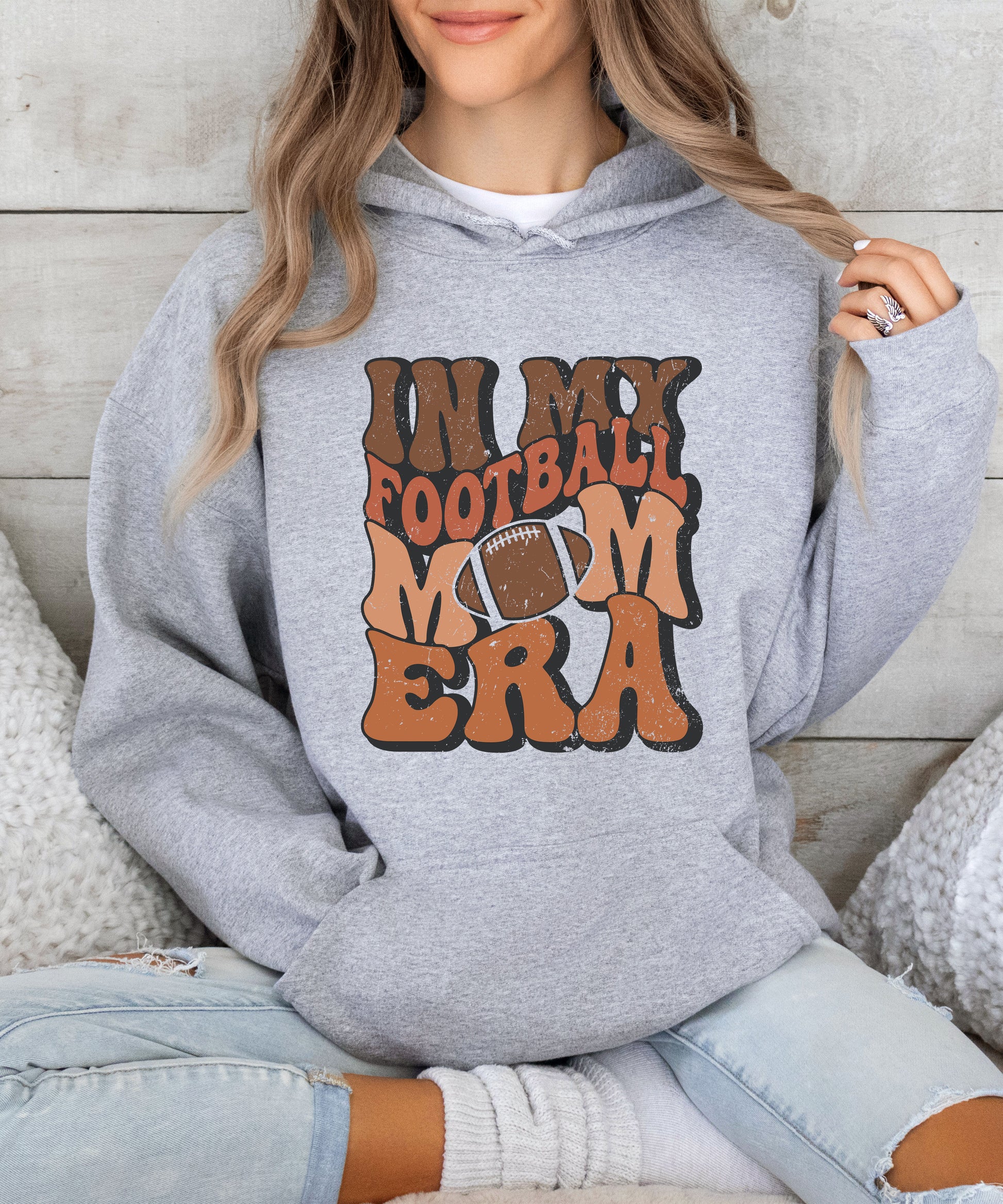 In My Football Mom Era hoodie in Gray - view 7