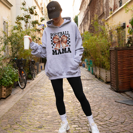 Football Mama Hoodie for Women – Gray view 7