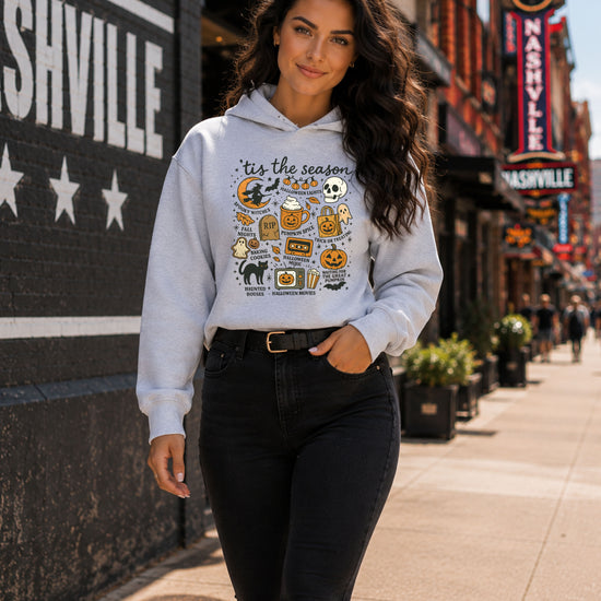 Tis The Season Halloween retro collage hoodie in Gray - view 7