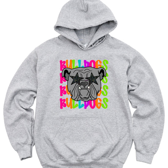 Bulldogs neon rainbow mascot hoodie in Gray - view 7