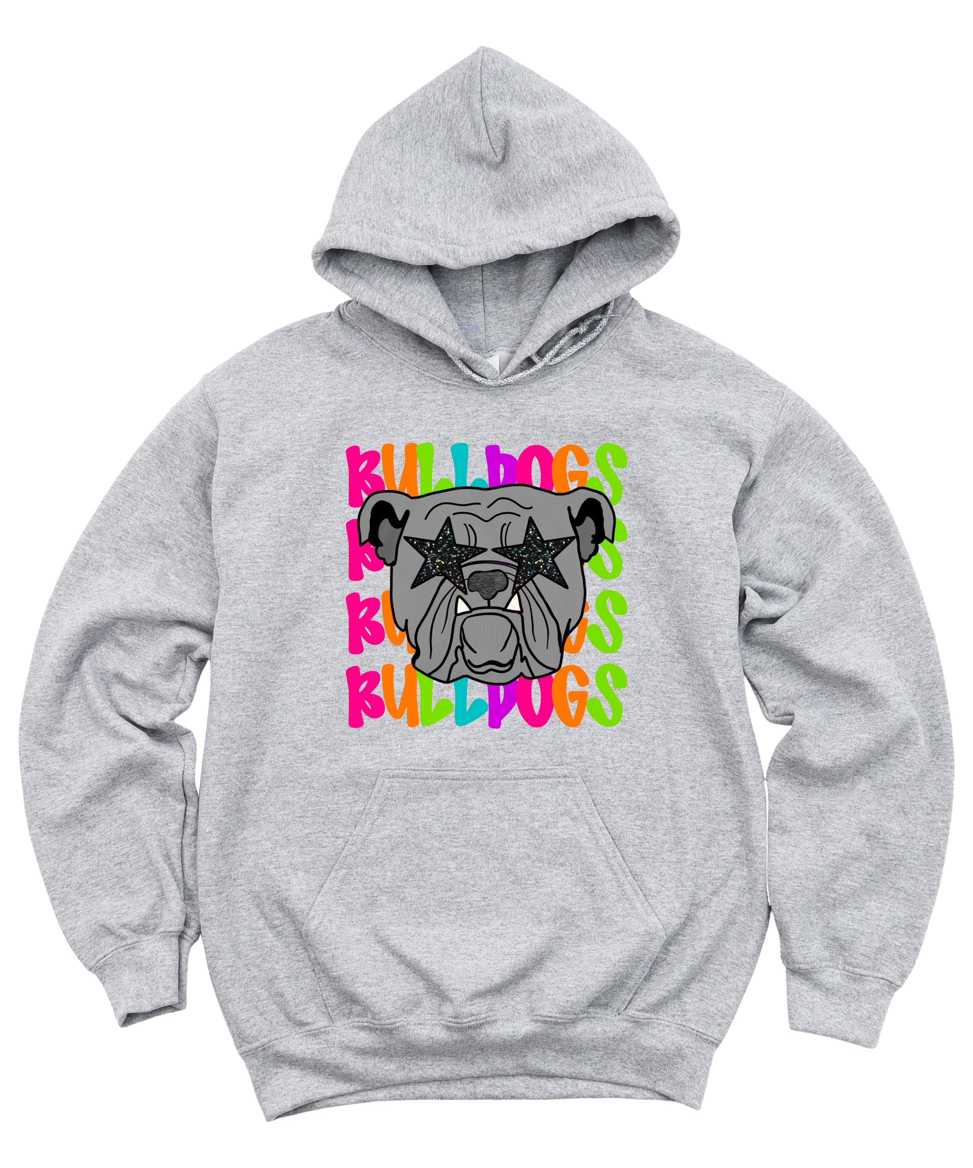 Bulldogs neon rainbow mascot hoodie in Gray - view 7