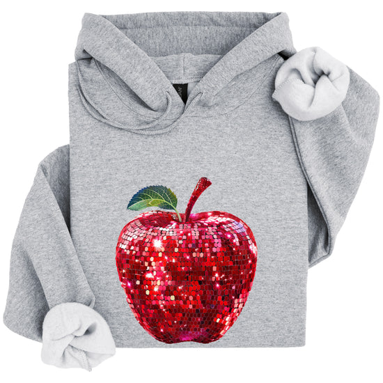 Gray glitter apple teacher hoodie view 7