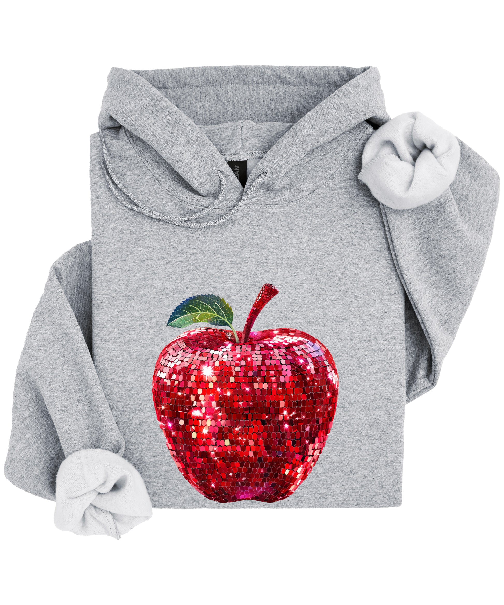 Gray glitter apple teacher hoodie view 7