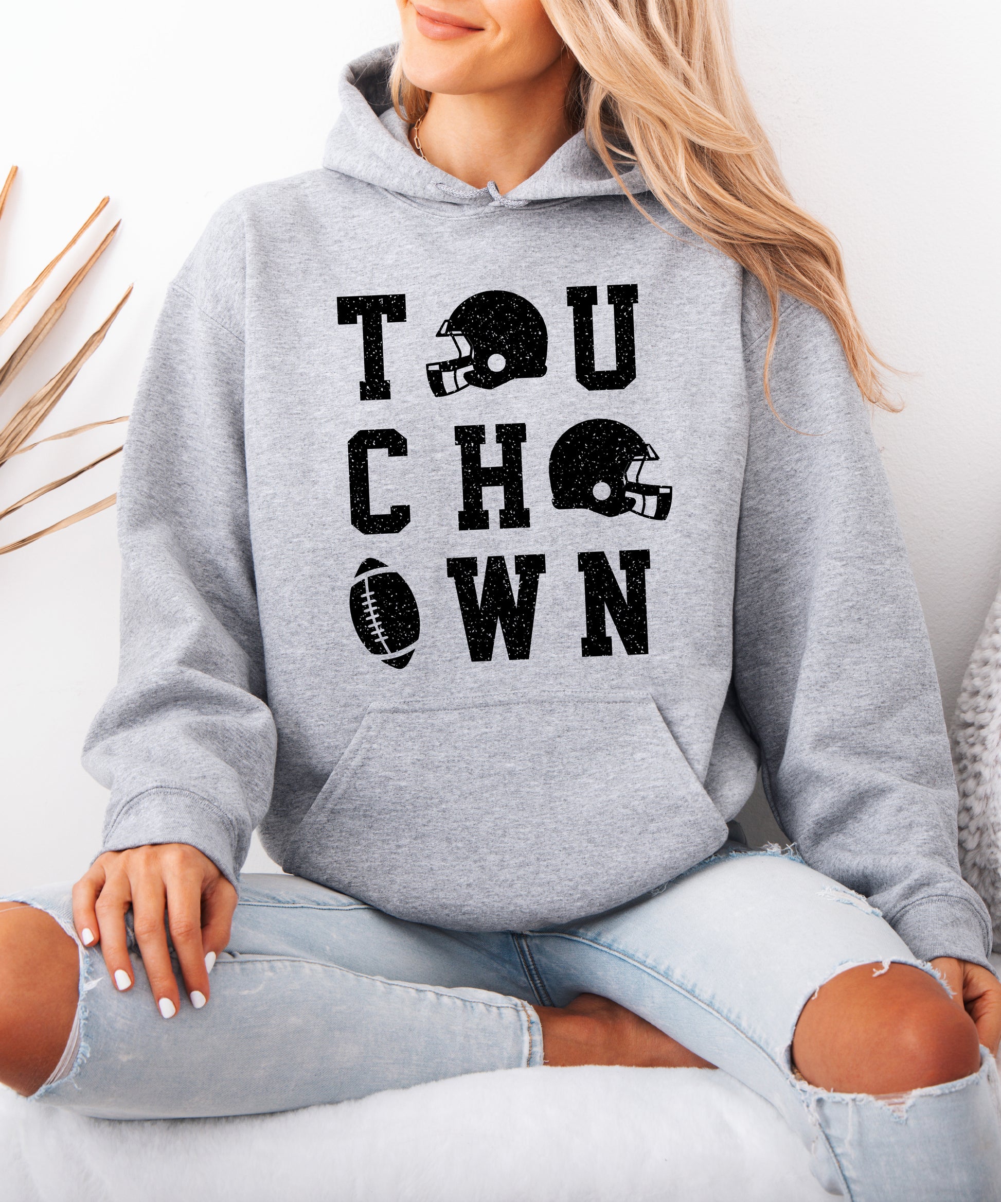 Touchdown football hoodie Gray view 7