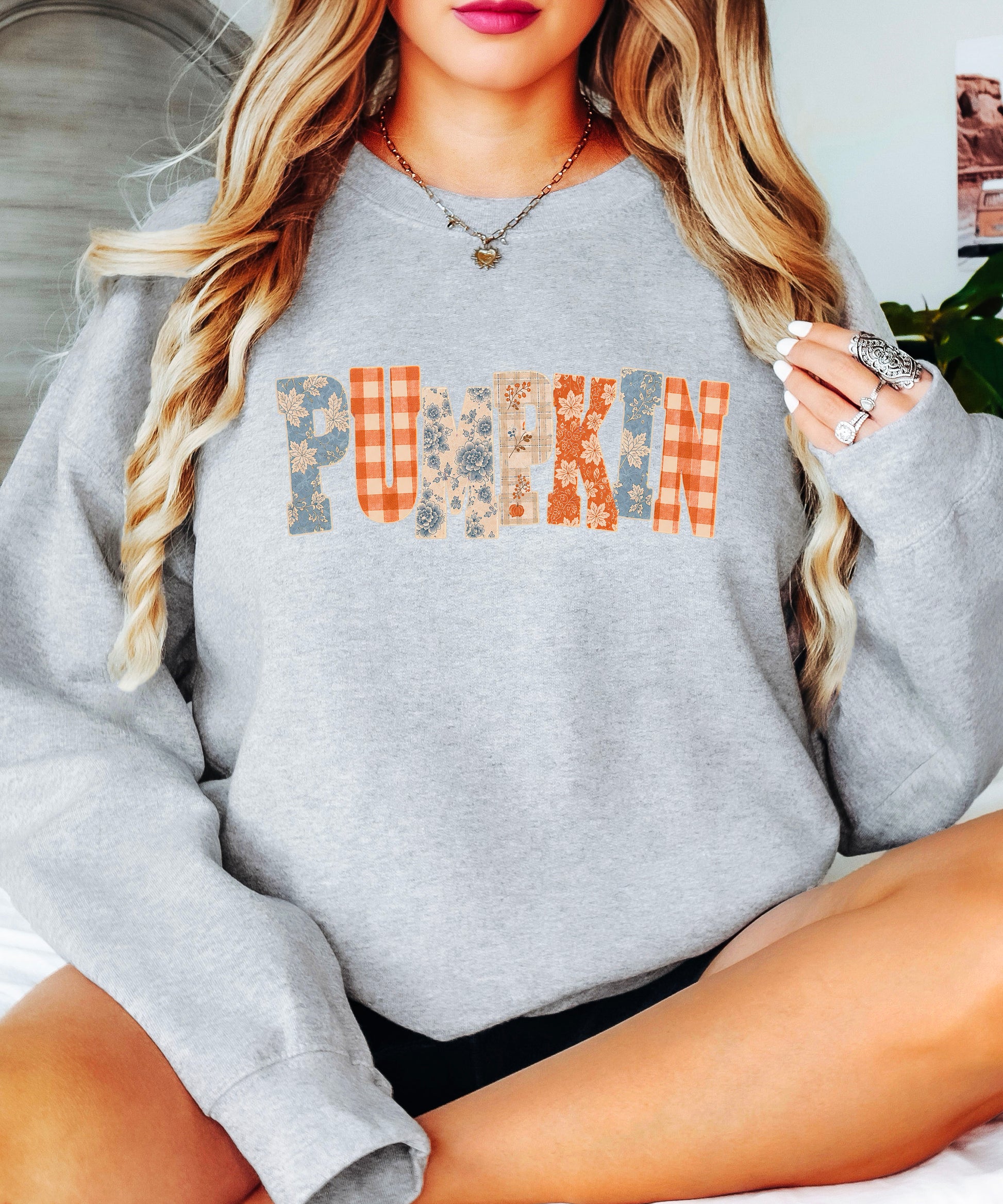 Pumpkin Patch Fall Sweatshirt Gray Sweatshirt view 7