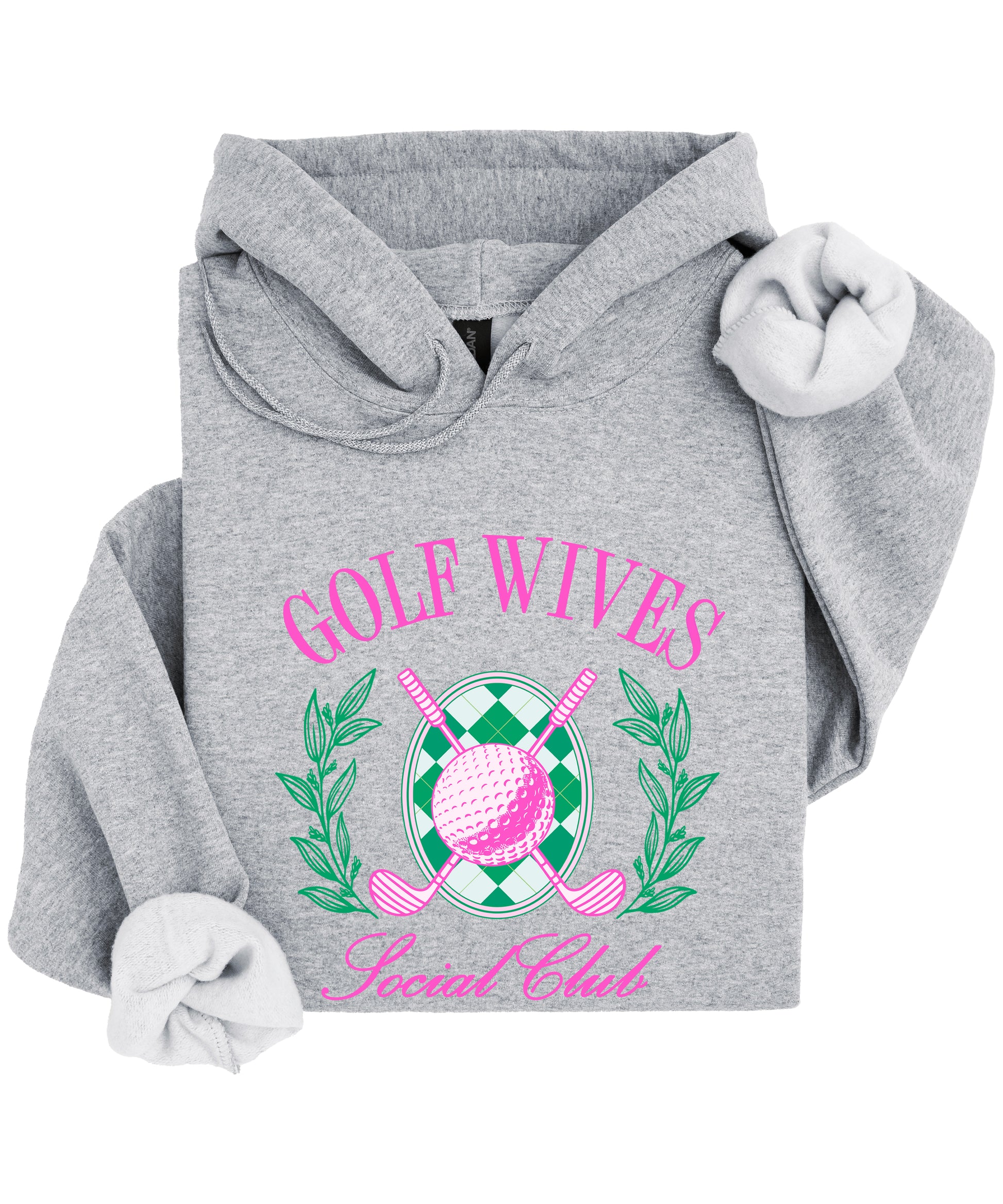 Golf Wives Social Club hoodie in Gray, flat lay