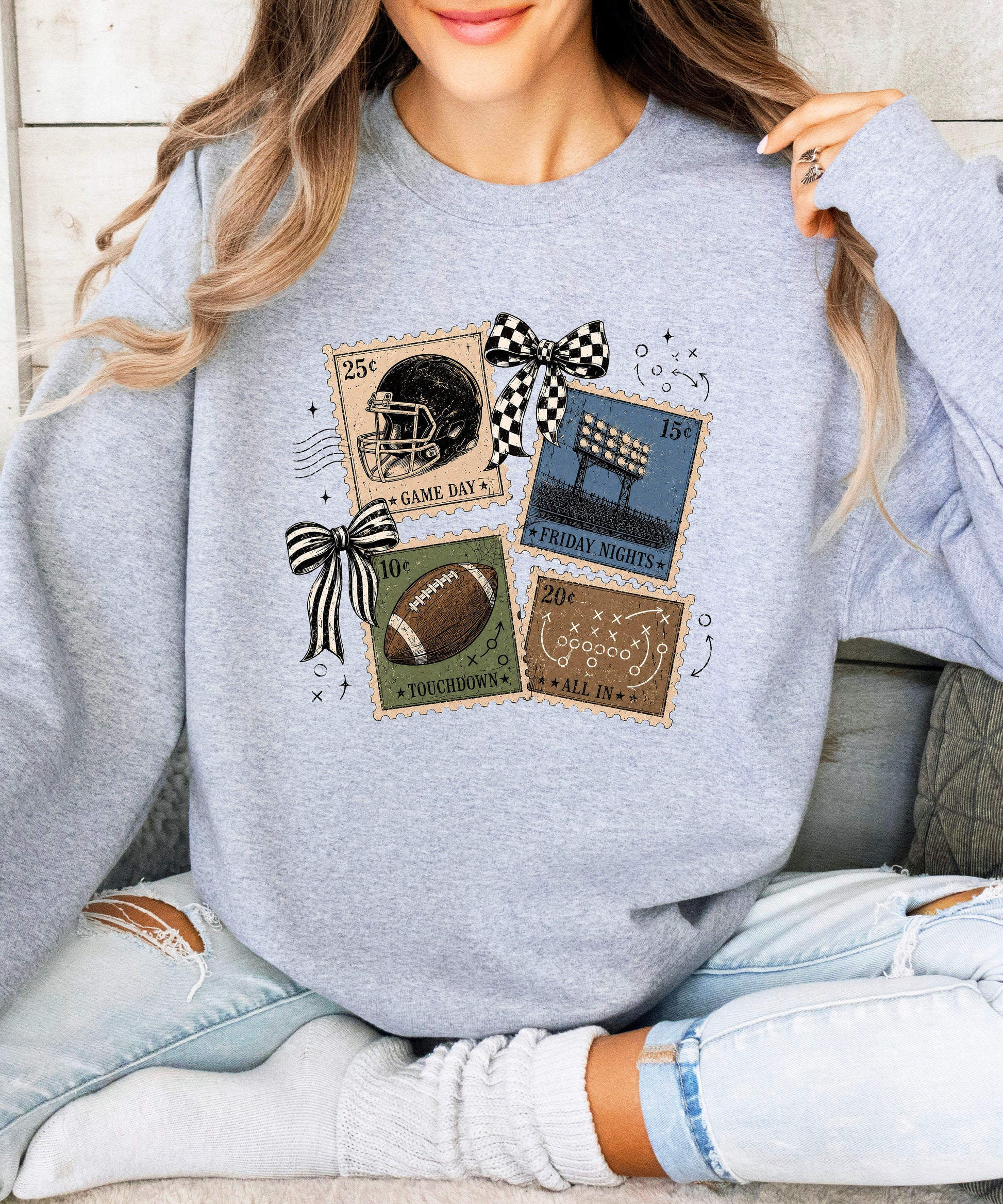 Vintage Football Gray crewneck sweatshirt, view 7