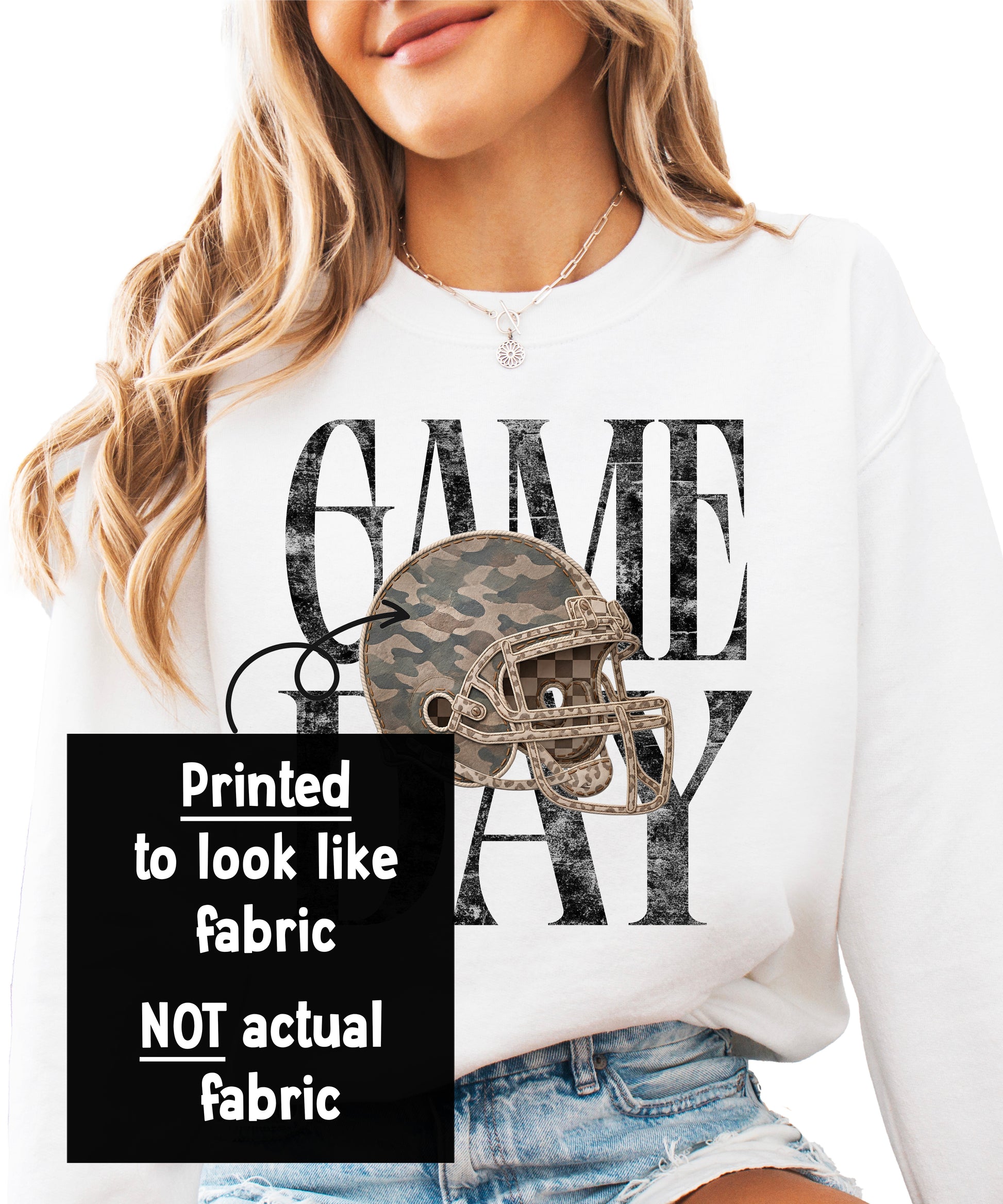 Game Day camo football helmet design detail, distressed vintage print