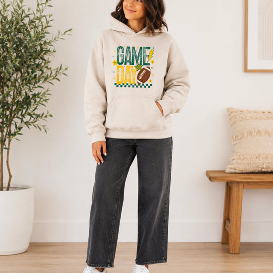 Sand Game Day football hoodie styled for the stands, view 7