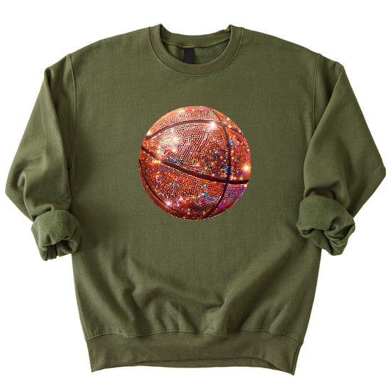 Basketball faux glitter sweatshirt in Army Green, adult - view 4