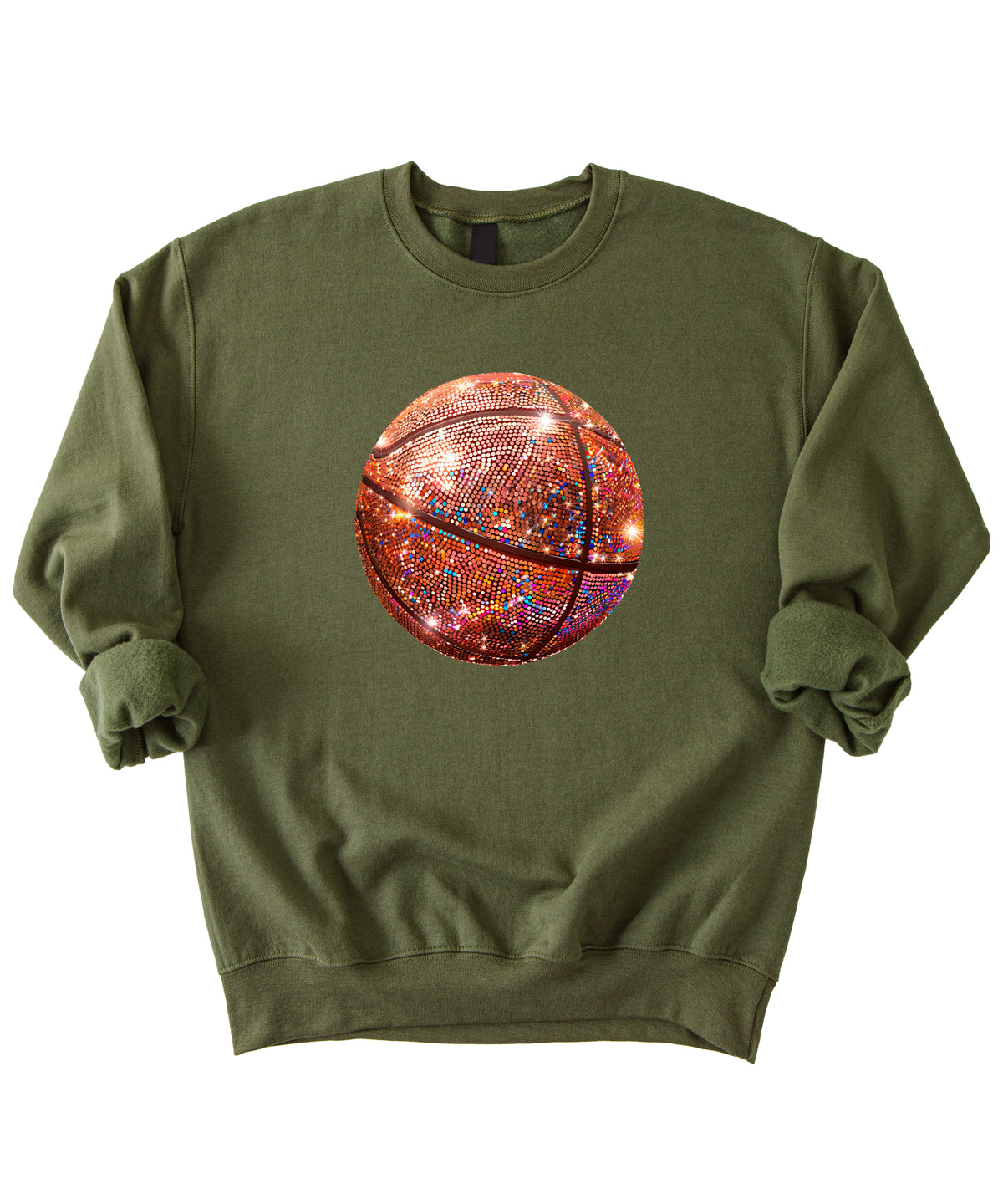 Basketball faux glitter sweatshirt in Army Green, adult - view 4
